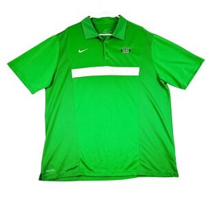 Marshall Thundering Herd‎ Dri-Fit Nike Polo Shirt Mens XL Green White Stripe